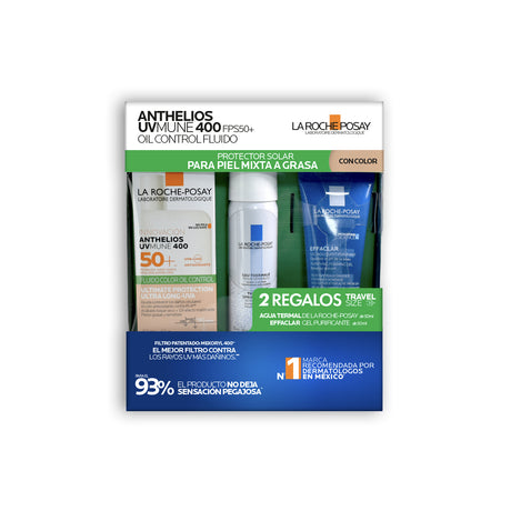 Kit-Anthelios Uv Mune 400 Con Color 50+ 50Ml + Thermal Spring Water 50Ml + Effaclar Moussant 50Ml - 7509552971491