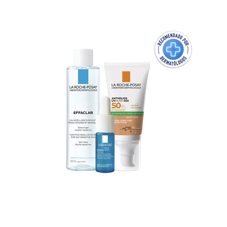 Kit-Anthelios Crema Toque Seco 50+ Con Color 50Ml + Effaclar Agua Micelar 50Ml + Hyalu B5 Serum 10Ml - 7509552972771 - 2