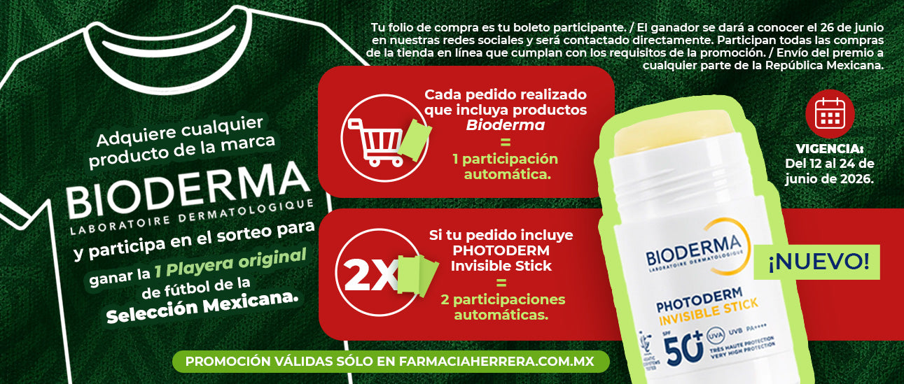 Adquiere cualquier producto de la marca Bioderma y participa en el sorteo para ganar 1 playera original de la selección Mexicana