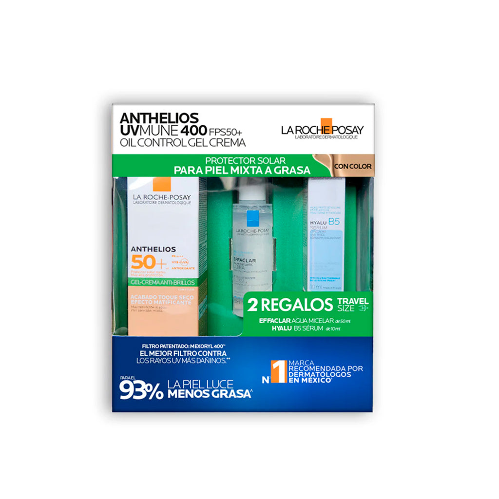 Kit-Anthelios Crema Toque Seco 50+ Con Color 50Ml + Effaclar Agua Micelar 50Ml + Hyalu B5 Serum 10Ml - 7509552972771