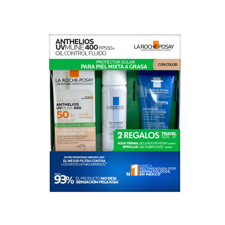 Kit-Anthelios Uv Mune 400 Con Color 50+ 50Ml + Thermal Spring Water 50Ml + Effaclar Moussant 50Ml 7509552971491