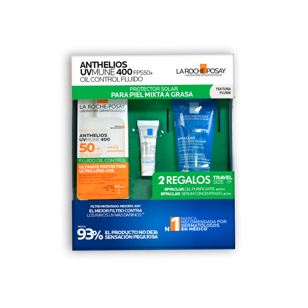Kit-Anthelios Uve Mune 400 Fluido Oil Color 50+ 50Ml + Effaclar Moussant 50Ml + Effaclar Serum 3Ml - 7509552971507