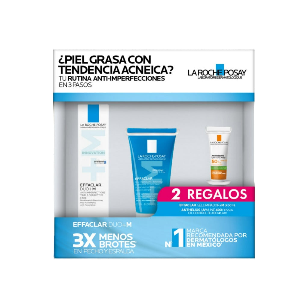 Kit Effaclar Duo+M 40Ml+Effaclar Gel Moussant 50Ml+ Anthelios Uve Mune 400 3Ml La Roche Posay 7509552973624  - 1