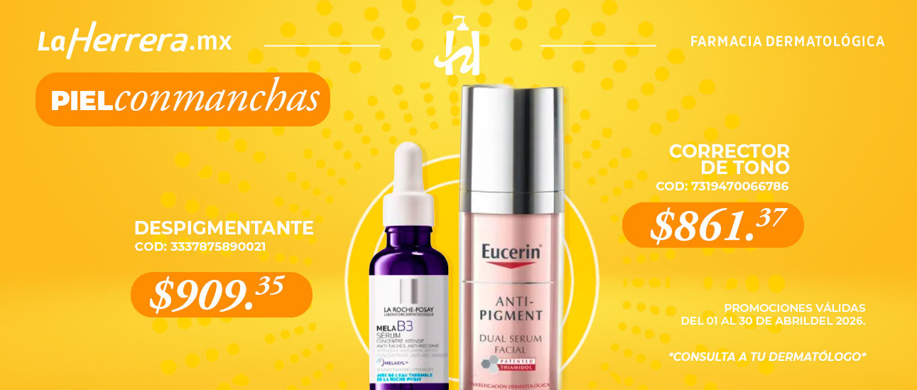 Piel con manchas, promoción, Despigmentante $909.35 y Corrector de Tono $861.37